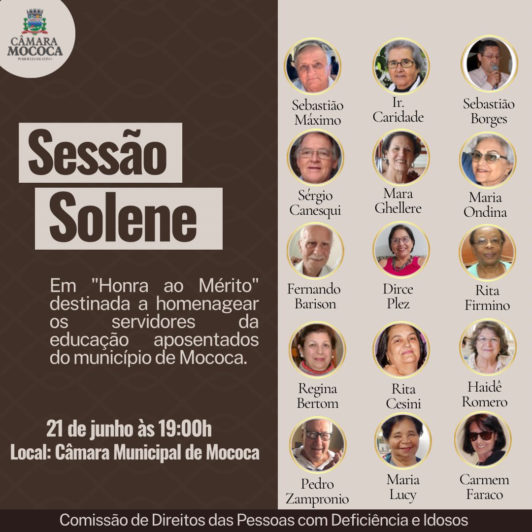 Câmara Municipal de Mococa Realiza Sessão Solene em Homenagem aos Servidores da Educação Aposentados