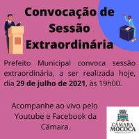 Prefeito convoca sessão extraordinária.